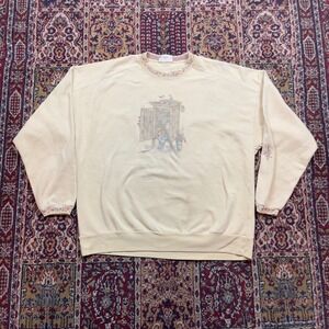 VTG 80s 90s Northern Reflections Yellow‎ Sweatshirt XL floral flower shed ringer